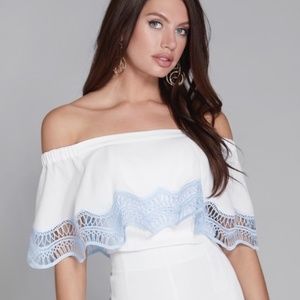 Marciano Cabana White Embroidered Ruffle top